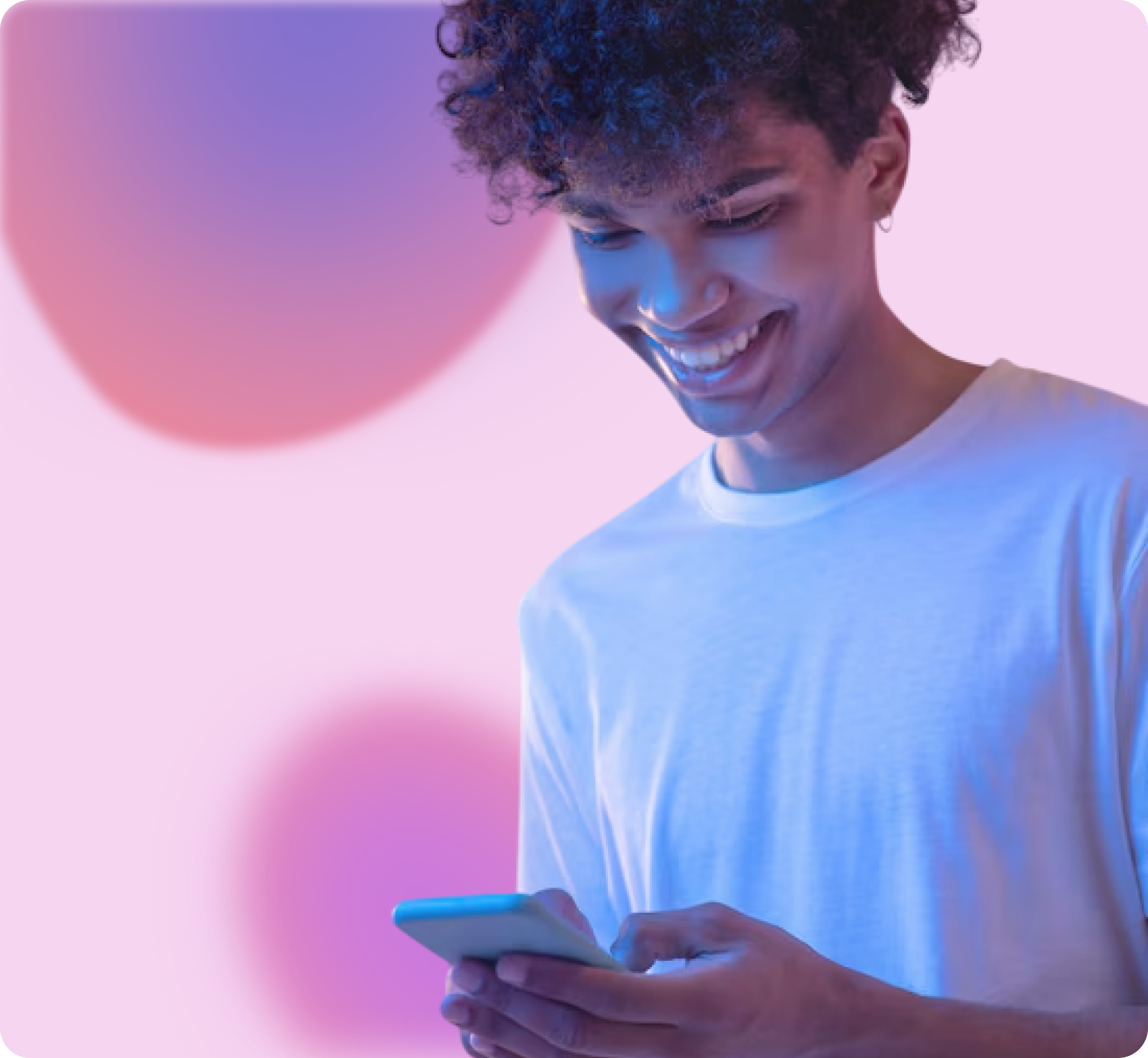 man looking at phone